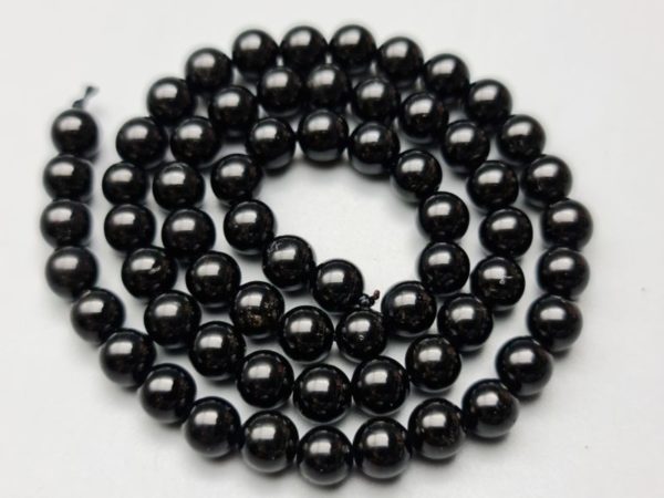 Perles tourmaline noire 6mm, fil 40cm