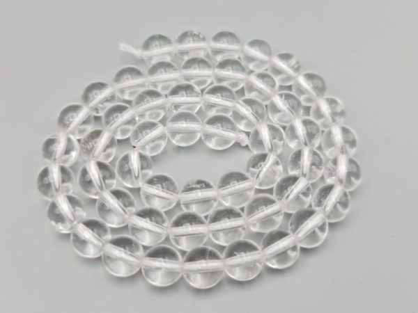 perles cristal de roche 8mm, fil 40cm