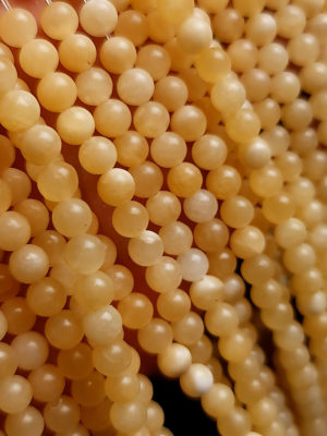 perles calcite jaune 6mm, fil 40cm
