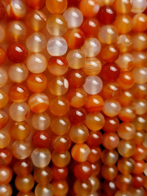 Perles Cornaline 6mm, fil 40cm