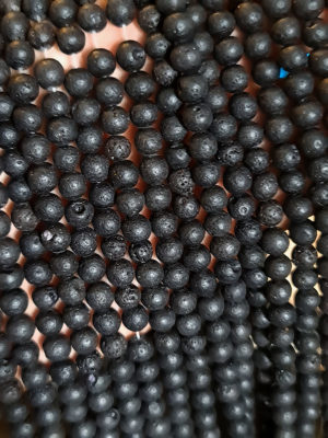 Perles pierre de lave 6mm, fil 40cm