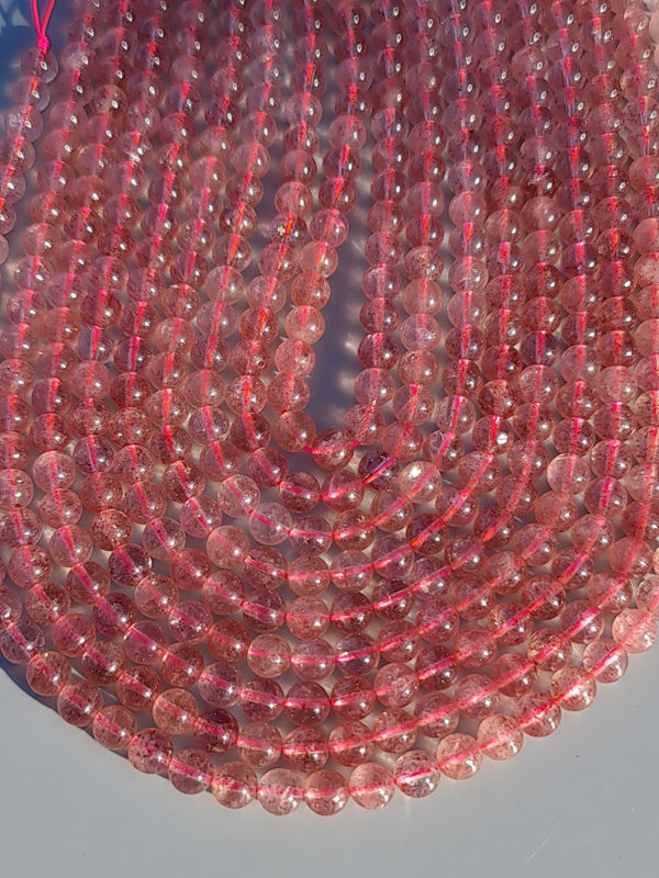 perles de quartz fraise A 6mm