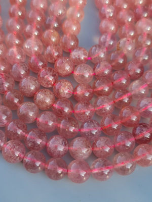 perles de quartz fraise A 8mm