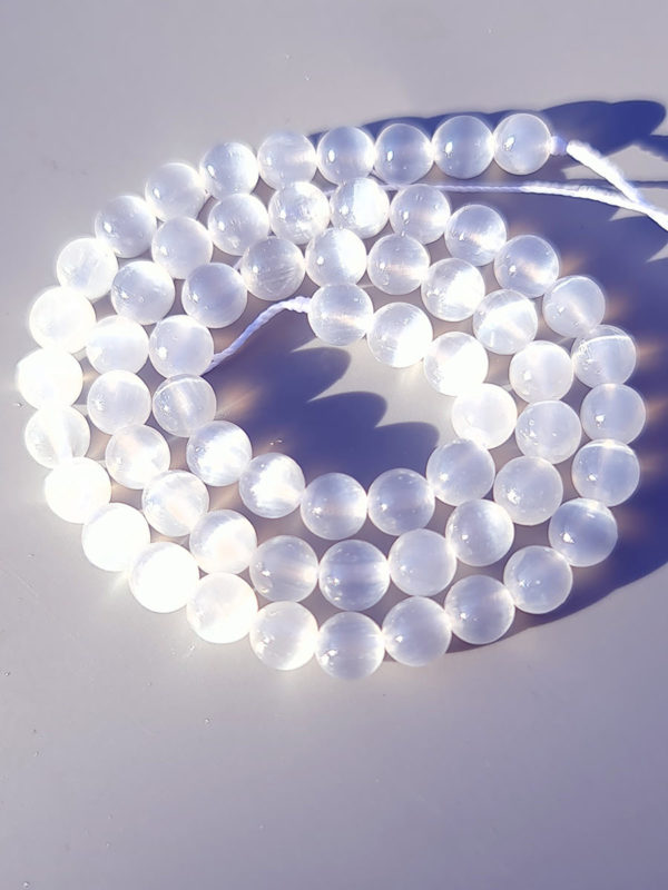perles sélénite AA 6mm - vendeur perles pierres naturelles pour professionnels