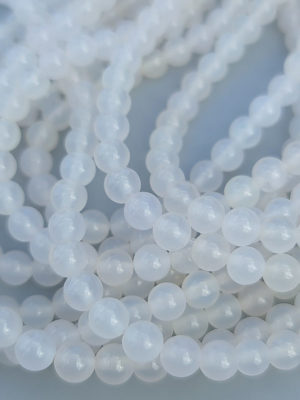 perles agate / calcédoine blanche 6mm