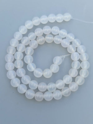 perles agate / calcédoine blanche 6mm