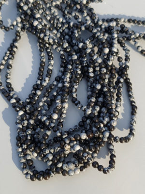 Perles obsidienne flocon de neige 4mm