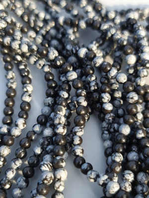 Perles obsidienne flocon de neige 4mm