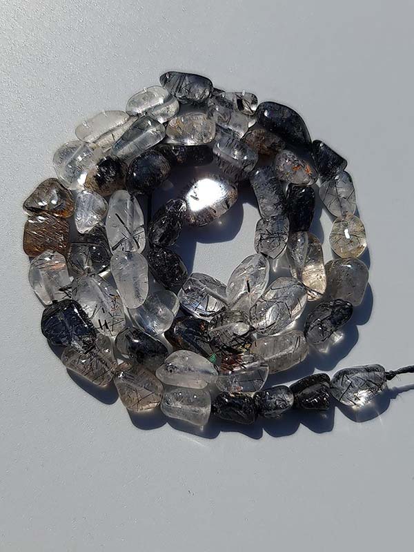 Perles quartz rutile noire