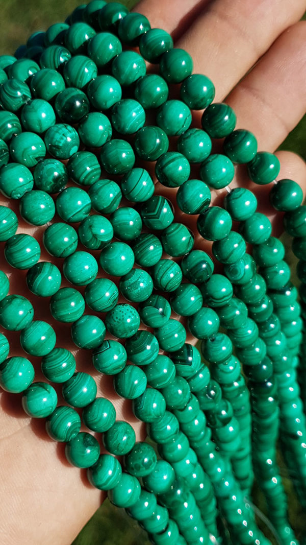 perles malachite claire A 8mm