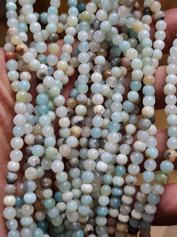 perles amazonite multicolore 4mm, fil 40cm