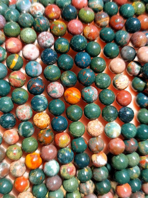 perles jaspe Sanguin (héliotrope) 8 mm