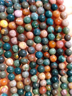 perles jaspe Sanguin (héliotrope) A 6 mm