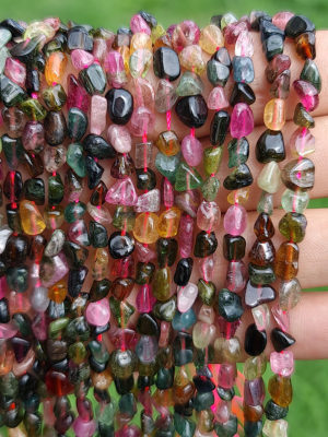 Fil perles tourmaline multicolore AA nuggets