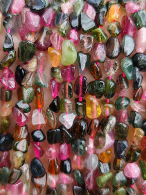 Fil perles tourmaline multicolore AA nuggets