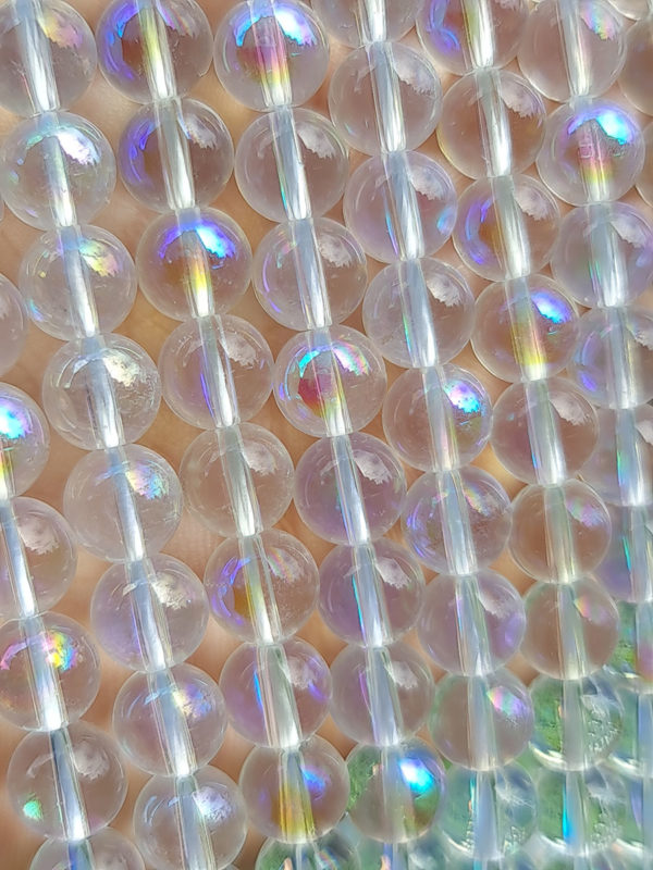 fil perles verre aqua aura 8mm