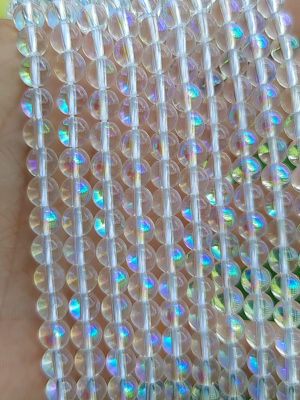 fil perles verre aqua aura 6mm