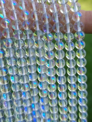 fil perles verre aqua aura 6mm