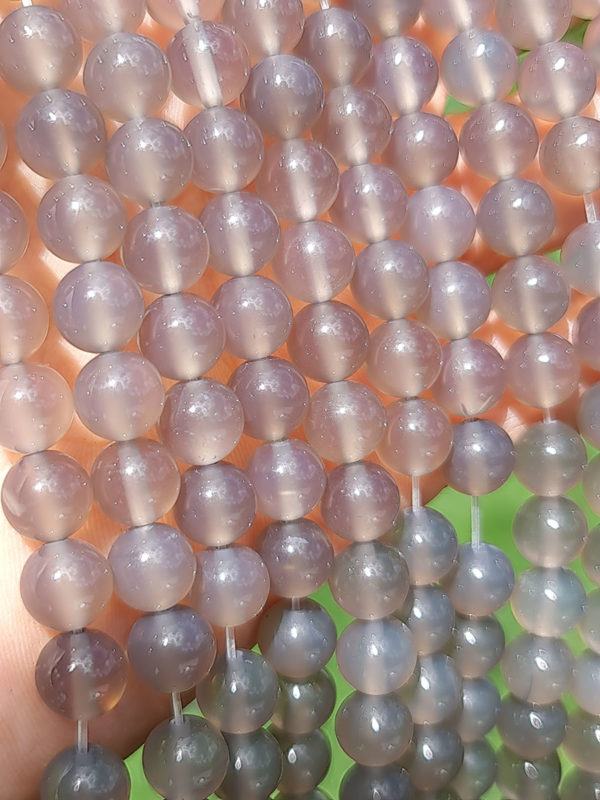 Fil perles agate grise 8mm