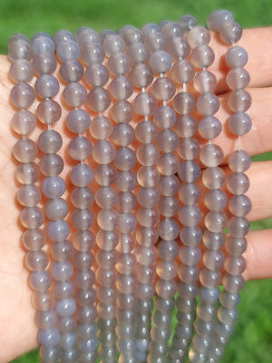 Fil perles agate grise 6mm