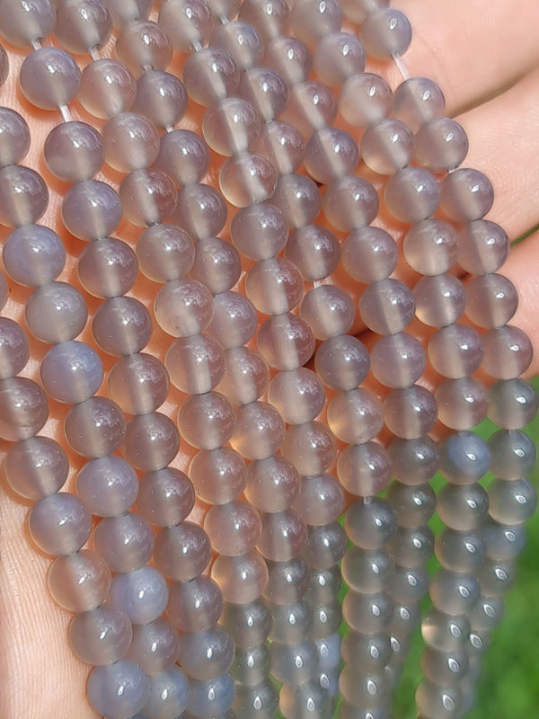 Fil perles agate grise 6mm