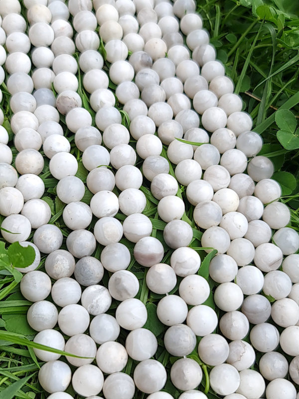 Fil perles agate crazy lace blanche 8mm - perles en pierres naturelle
