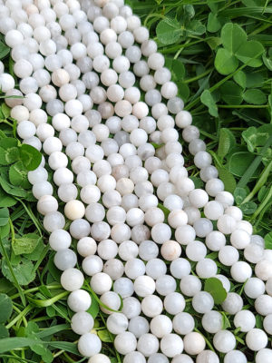Fil perles agate crazy lace blanche 6mm - grossiste perles pierre naturelle pour particulier