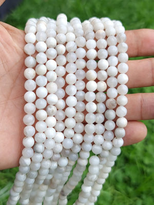 Fil perles agate crazy lace blanche 6mm