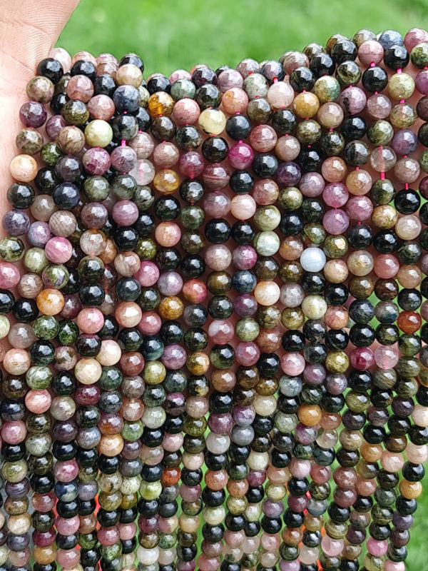 fil perles tourmaline multicolore 8mm