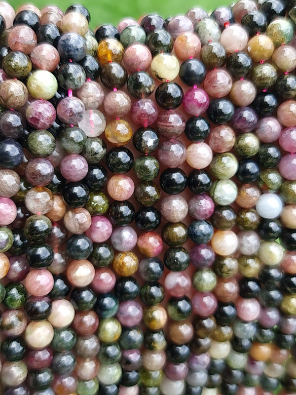 fil perles tourmaline multicolore 8mm