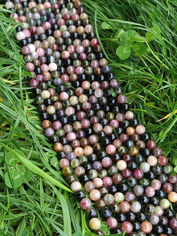 fil perles tourmaline multicolore 8mm