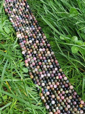 fil perles tourmaline multicolore 6mm