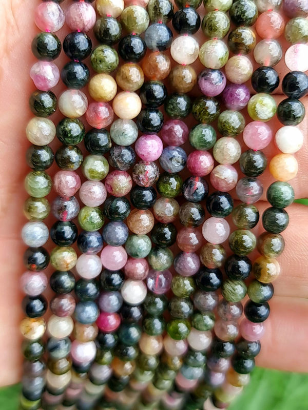 fil perles tourmaline multicolore 6mm