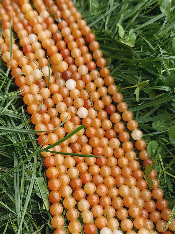 Fil perles aventurine orange 6mm