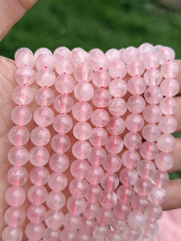 Fil perles quartz rose A Bresil 8mm