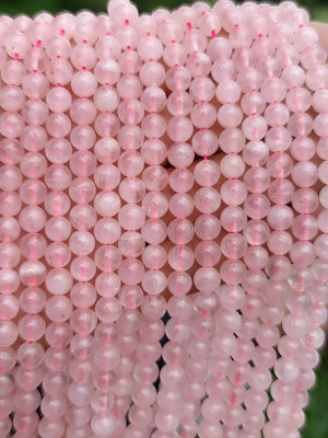 Fil perles quartz rose A Bresil 6mm