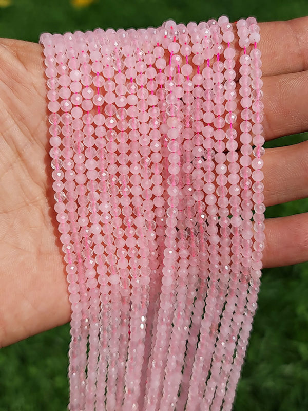 Perles facettés quartz rose 3mm