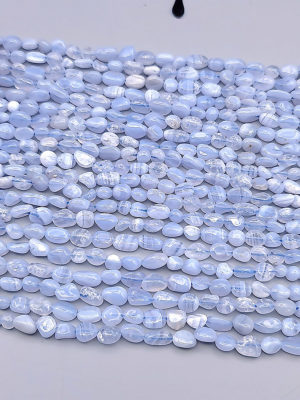 fil perles agate blue lace nuggets