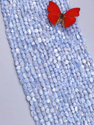 fil perles agate blue lace nuggets