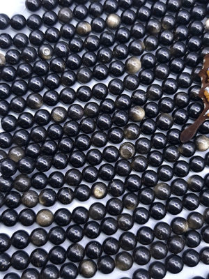 fil perles obsidienne dorée 8mm