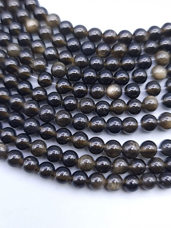 fil perles obsidienne dorée 4mm