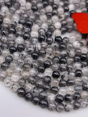 fil perles quartz rutile noire A 6mm