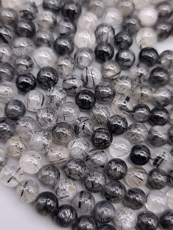 fil perles quartz rutile noire A 6mm