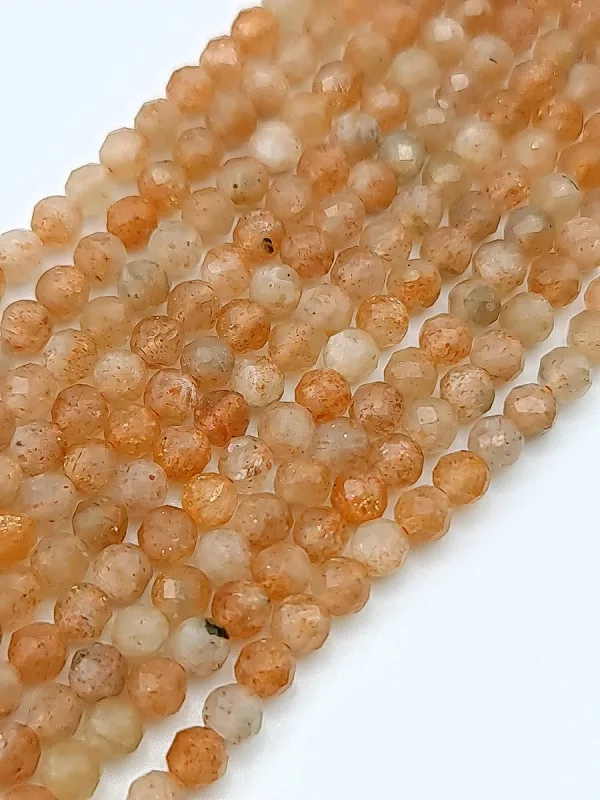 Perles facettés pierre de soleil 4mm