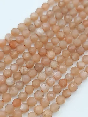 Perles facettés pierre de lune pèche 4mm