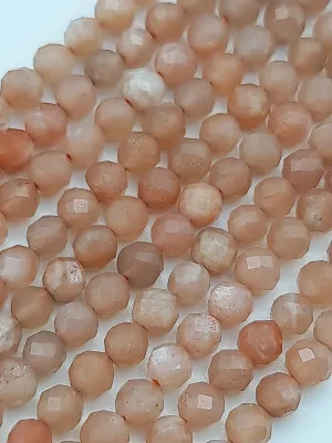 Perles facettés pierre de lune pèche 4mm