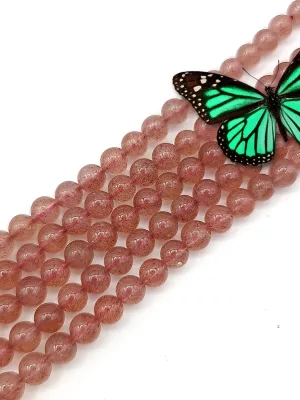 Fil perles quartz fraise 6mm