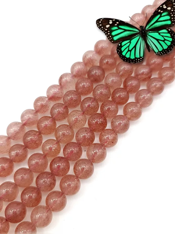 Fil perles quartz fraise 8mm