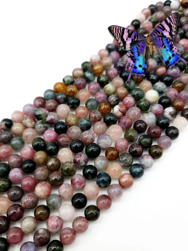 Perles tourmaline multicolore A 8mm