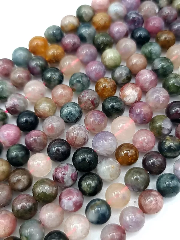 Perles tourmaline multicolore A 8mm